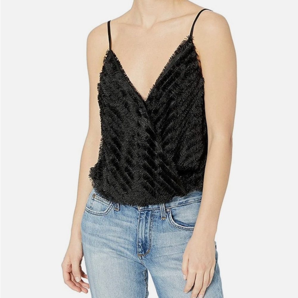 Astr Black Asymmetrical Ruched Camisole